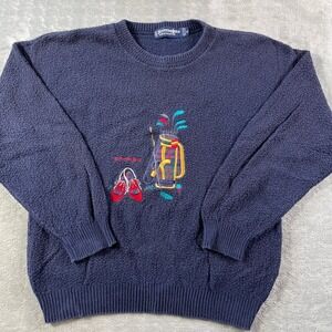 Vintage Scottish‎ Isle Sweater Mens XL Blue Golf Preppy Textured Hand Framed USA